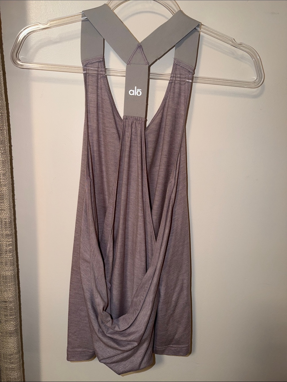 ALO Yoga Mauve Racerback Tank with Gray Straps